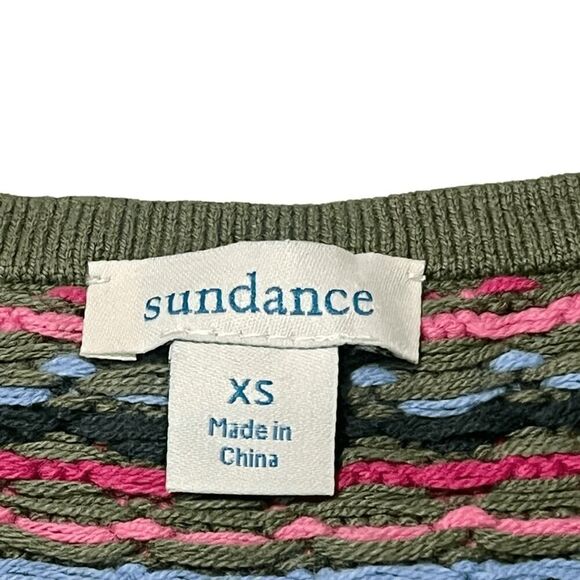 Sundance Knit Sleeveless Tank Top Sweater Vest Green Pink Sz XS - Picture 2 of 7